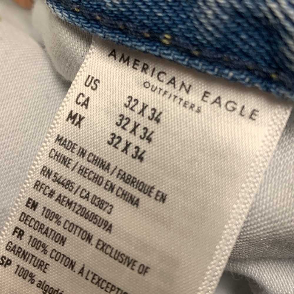 Mens American Eagle 90’s‎ Straight Distressed Washed Denim Jeans - Picture 7 of 7